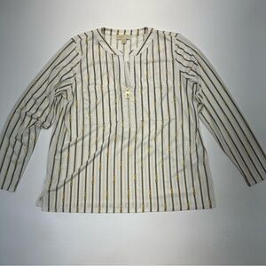 Michael Michael Kors Women’s Gold Chain Link Long Sleeve Top Size XL Pockets